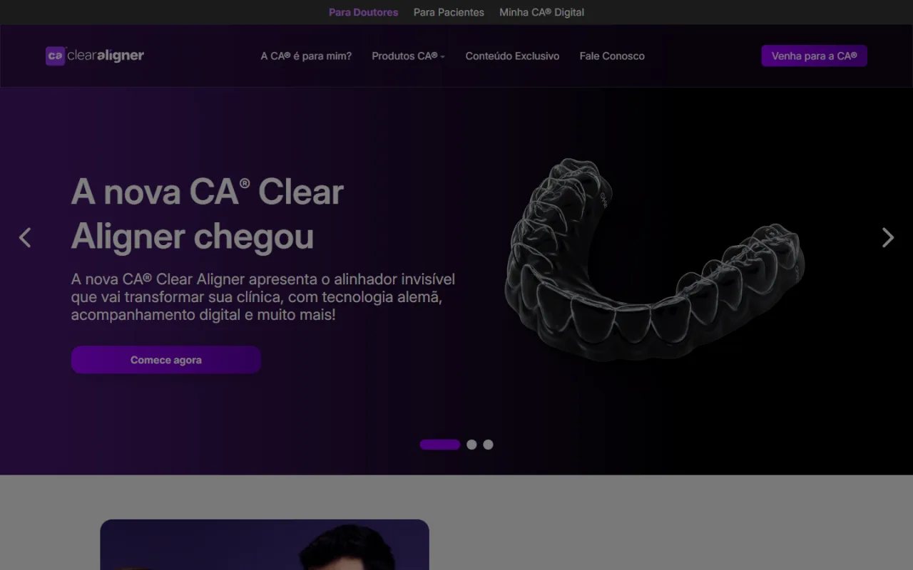 Prévia do site CA Clear Aligner