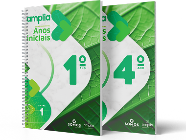 Material didático da Amplia Plataforma de Ensino para os Anos Iniciais, volumes do 1º e 4º ano alinhados à BNCC.