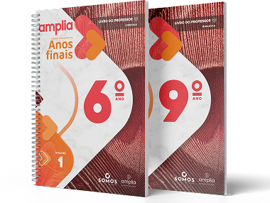 Material didático da Amplia Plataforma de Ensino para os Anos Finais, volumes do 6º e 9º ano com conteúdo atualizado e integrado à BNCC.
