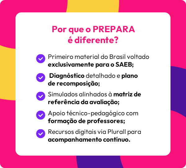 Por que o PREPARA é diferente? Primeiro material do Brasil voltado exclusivamente para o SAEB
